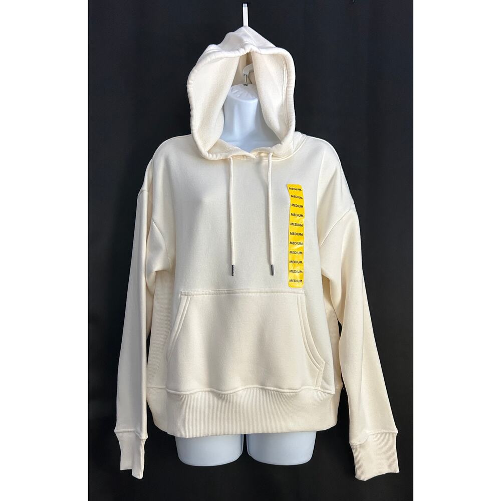 Member’s Mark Women’s White Fleece Hoodie Size M – Soft & Cozy Pullover NWT